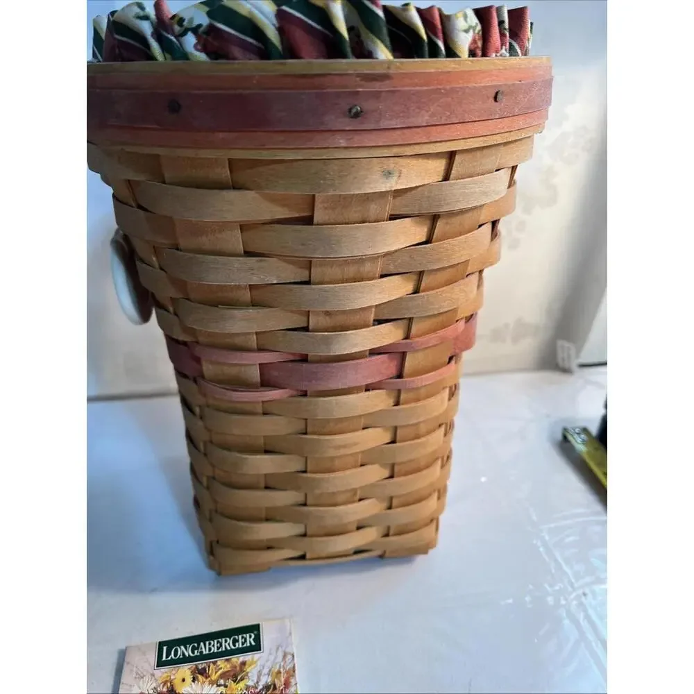 Longaberger 1998 May Series Snapdragon Basket w/Liner, Protector and Tie-on